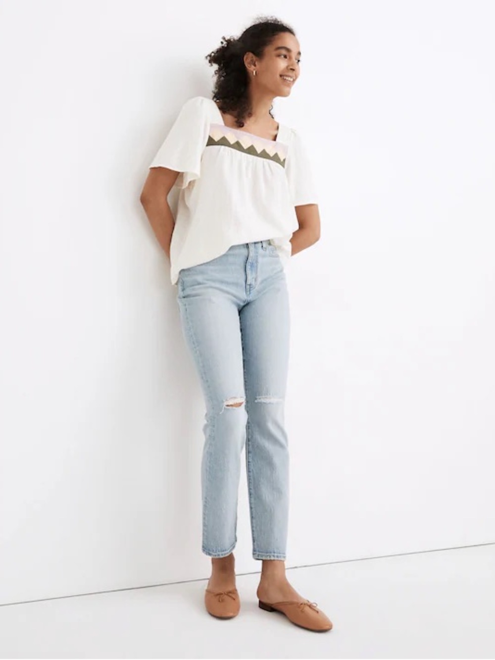 Madewell The High-Rise Slim Crop Boyjean in Dumas Wash: Ripped Edition size 25